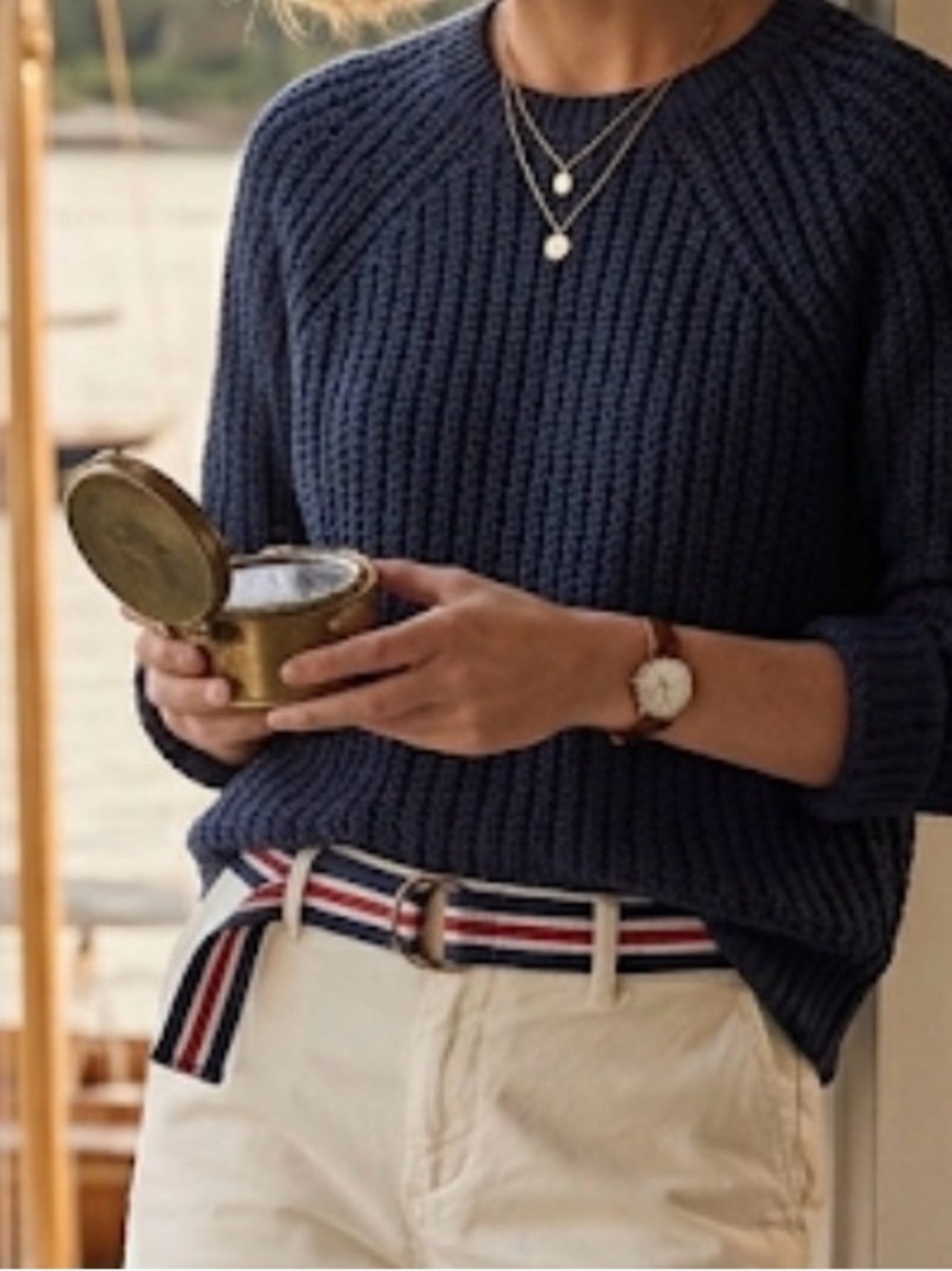 J. Crew Navy Open Knit Pullover